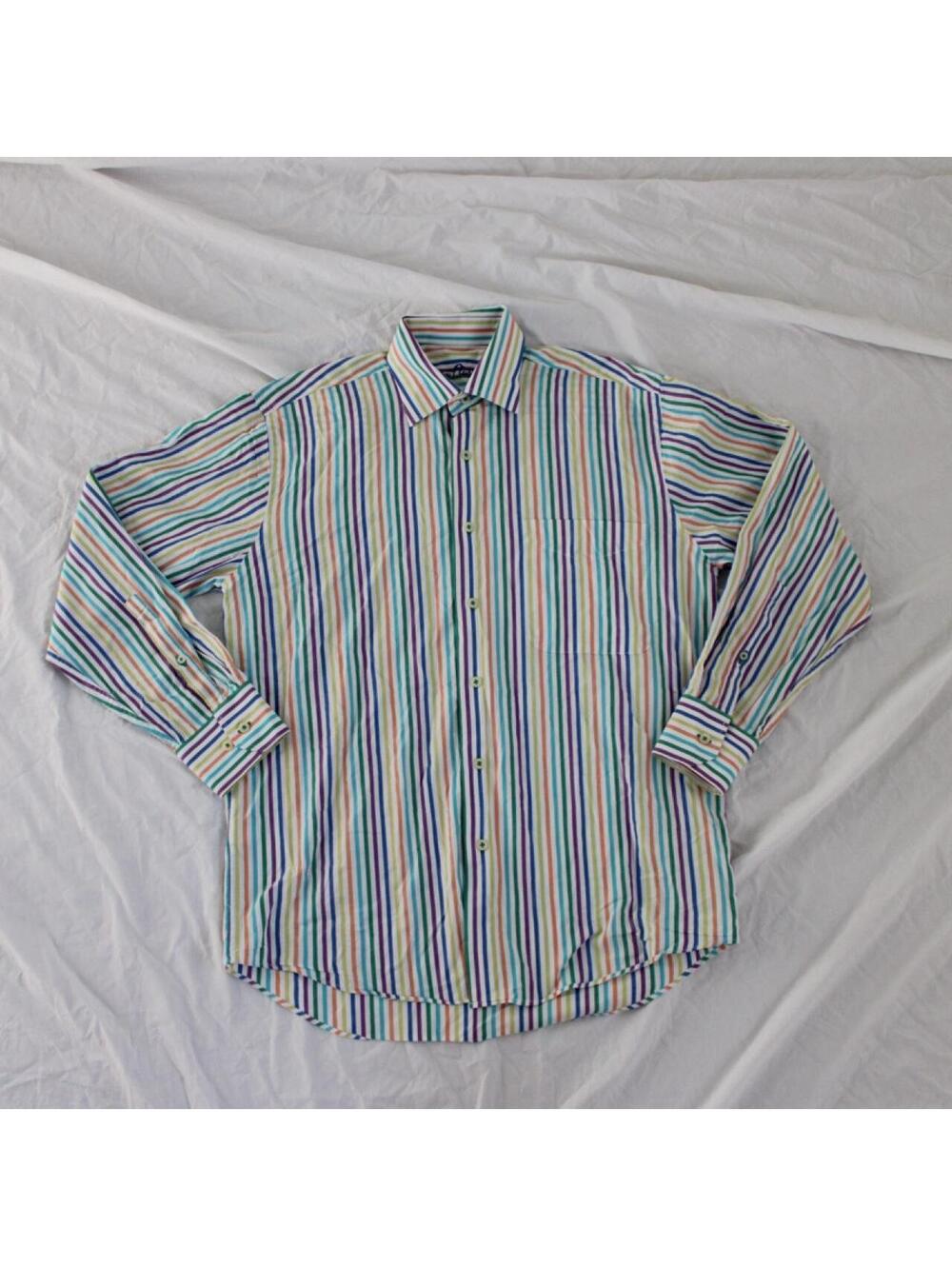 Alan Flusser multicoloured striped button up shirt. Size small